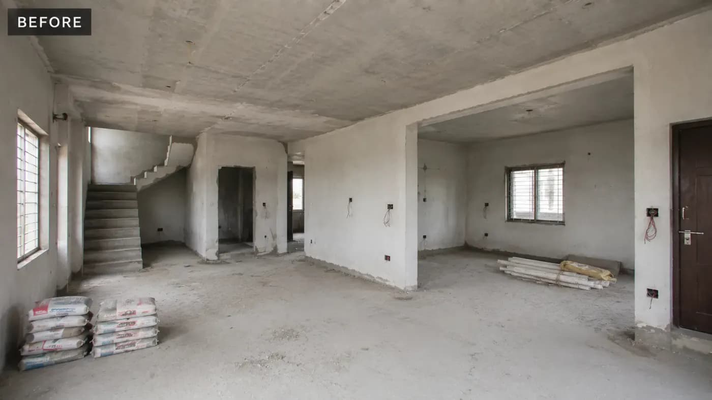 The same space before Skypaint started the false ceiling work