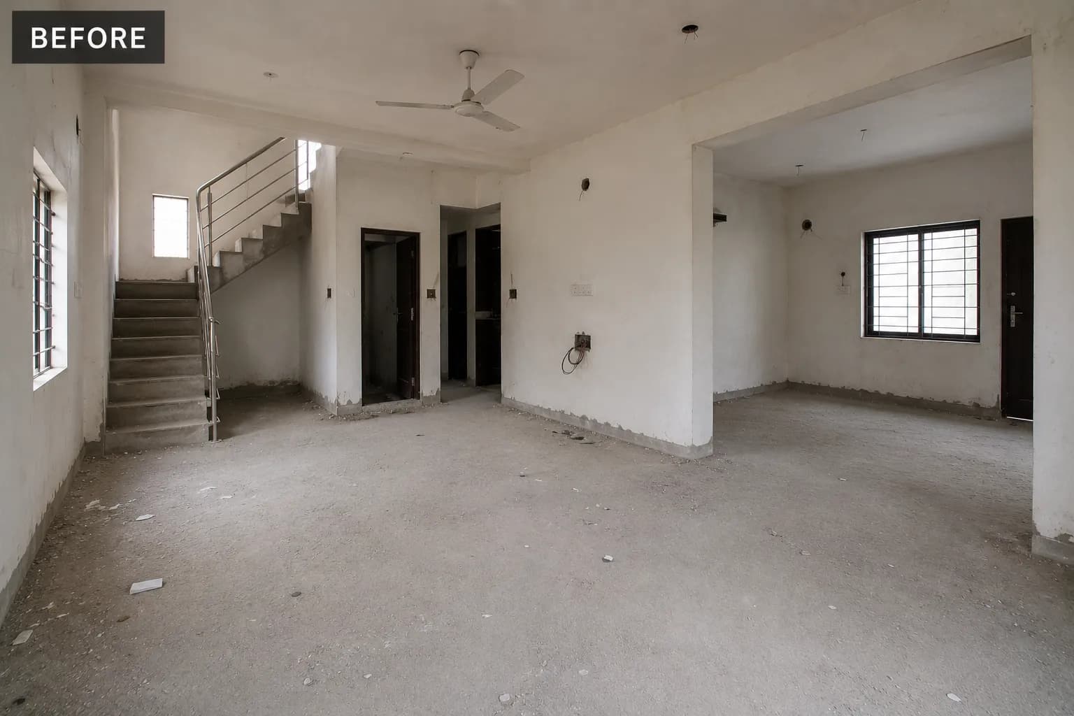 The same space before Skypaint started the flooring work