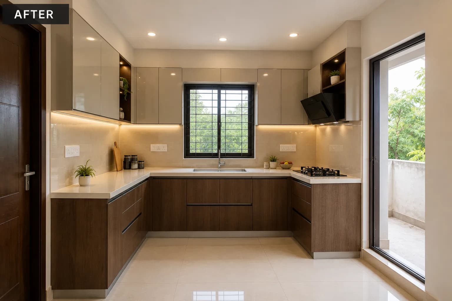 Modular Kitchen by Skypaint in Kolkata, photographed after the work was finished