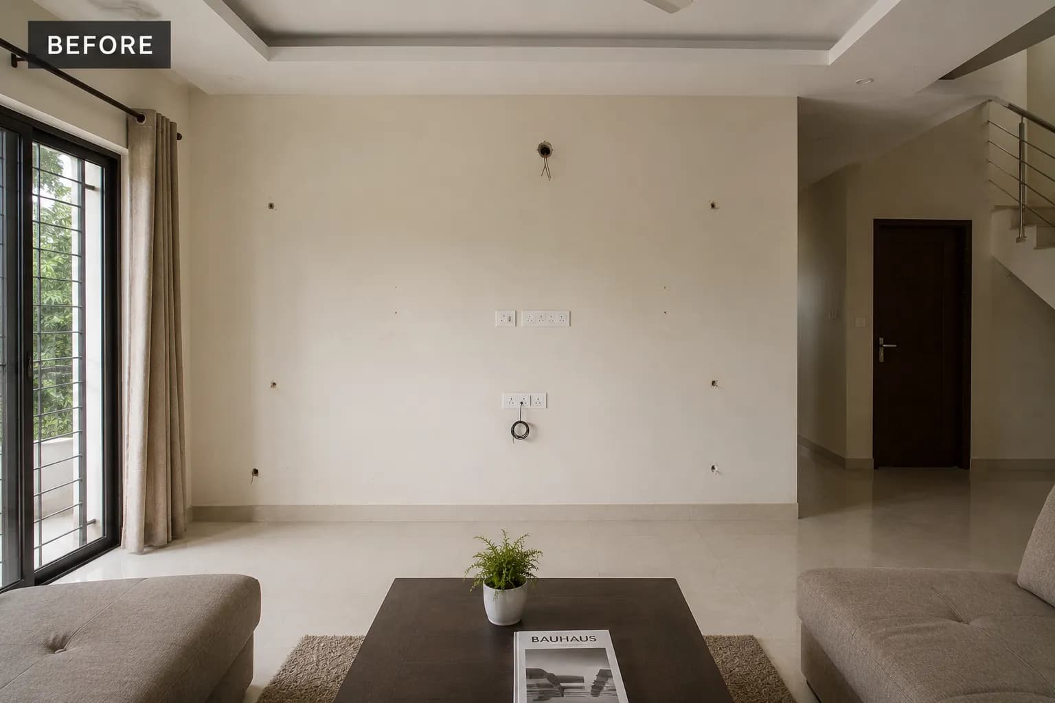 The same space before Skypaint started the wall design work